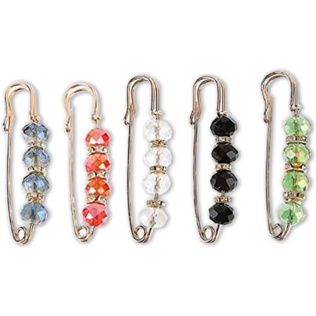 5 st Fashion Pärla Brosch, Tröja Sjal Klämma Dubbel Faux Bling Broscher Midja Byxor Extender Säkerhetsnålar