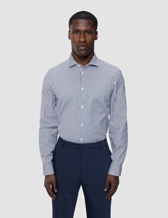 Shaping New Tomorrow - Elevated Shirt - Navy Stripe Thin - Regular - Herren - Größe S