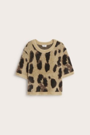 Kappahl | Leopardmönstrad stickad t-shirt | Beige