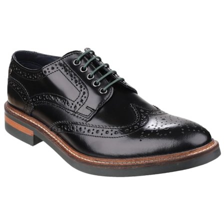 Base London Woburn Hi Shine Läder Brogue Sko 7 UK Svart
