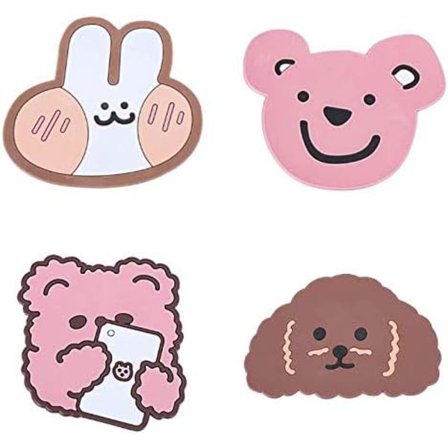 1 st Silikonfärgade Djurunderlägg för Koppar, Värmeisolerande, Halkfria Dryckesunderlägg