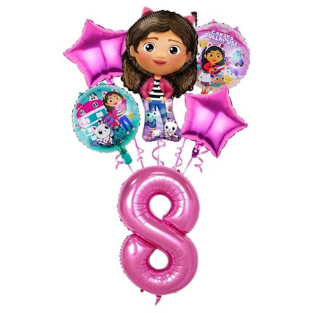 6 stk Gabby Dukkehuse Fest Ballon Piger Fødselsdagsfest dekorationer Sød tegneserie Fest Decor Supplies Baby Shower dekorationer