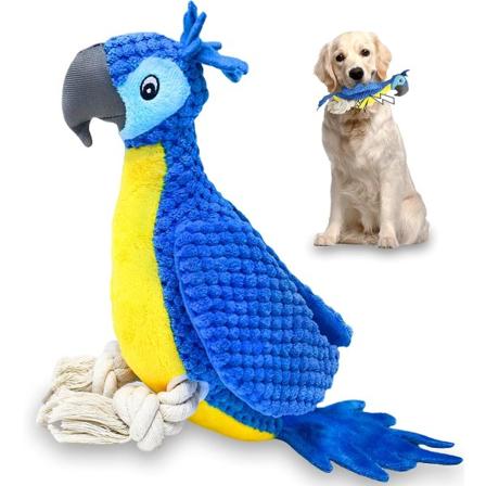 Plysj Squeaky Hundelegetøj, Hvalpe og Store Hunde Bid-resistent Lindre Angst og Kedsomhed, Vaskbar Blød Sikker Interessant (Kakadue)