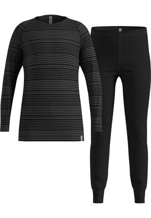 Odlo Long Active Warm Eco Set Black Grey Melange 140, Tøj & Bolig, Vintertøj, Skiundertøj