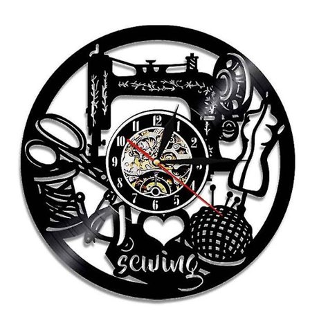 Symaskine Vinylplade Vægur, retro Dekorativt Vægur