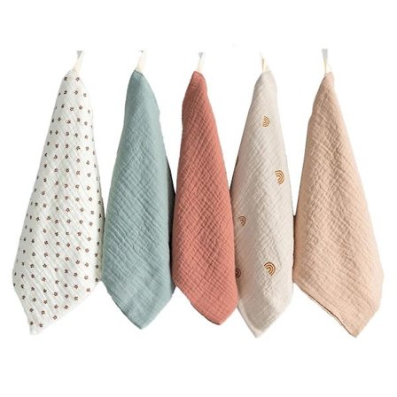 5-delad babytvättduk i ren bomull för nyfödd ansikte och kropp bekväm och mjuk