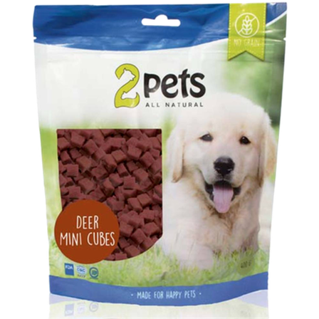 2 pets - Dogsnack Deer Mini Cubes 400 g - Hund - Hundegodbiter & tyggebein - Naturlige godbiter for hund - ZOO.no