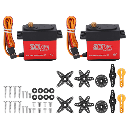 20 kg digital servo med høyt dreiemoment, fullmetallgir med 25T servohorn for 1:10 skala RC-biler