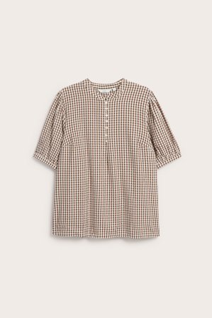 Kappahl | Rutete bluse i seersucker Brun 2XL | Brun