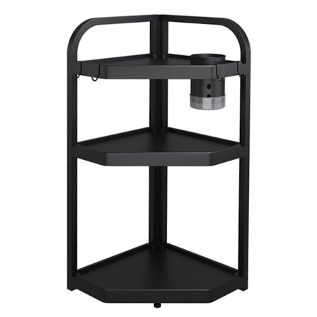 3-etasjers krydderhylle Organizer Kjøkkenoppbevaringsstativ Hjørnekrydder Flaskestativ Trekant Hylle Svart Middels Skruvfri Installasjon