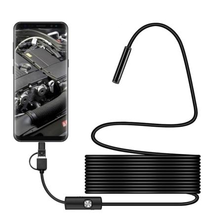 Endoskopkamera, Vattentät, Kompatibel med Samsung Galaxy/Sony/Nexus, Svart