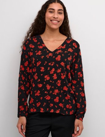 Kaffe Kaamber Blouse Ls Printed - Black - 34