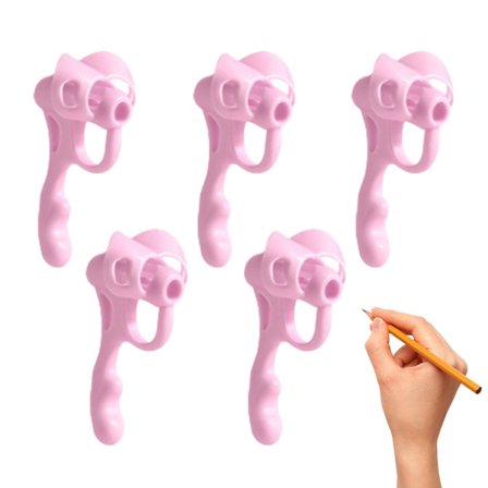 Blyantgrep for barn - Silikon blyantgrep - Sett med 5 ergonomiske håndtak - Skriveholdningskorrigering for barn, høyre- og venstrehendte