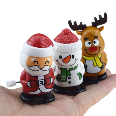 3 ST Söt Clockwork Santa Shake Head Walking Santa, Snowman, Älgleksaker på kedja