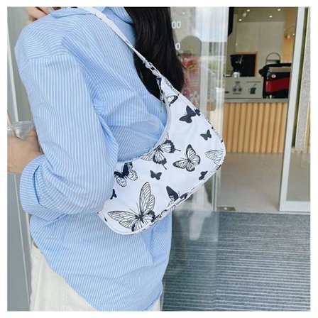 ##/Skulderveske, trendy armhuleveske, sommerfuglmønster##/