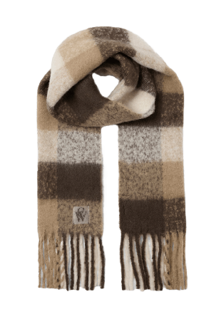 Carin Wester Stickad halsduk med fransar ADA Halsdukar & scarves Brun ONESIZE