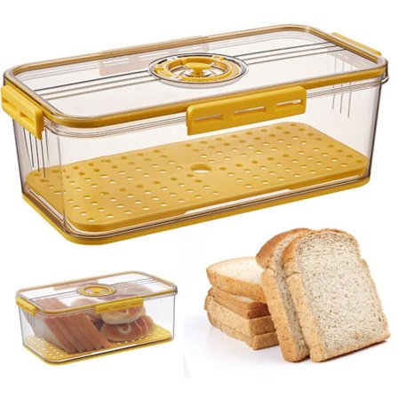 Brødkasse til køkkenbord, lufttæt opbevaringsbeholder til brød, tidsregistrering med låg, brødholder til hjemmebagt brød, boller, bagels, brød