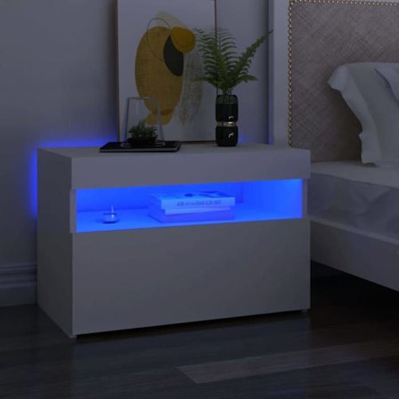 Maison Exclusive - Natbord med hvid LED-belysning 60x35x40 cm