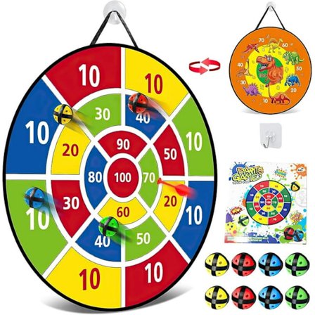 Dartskive for barn, 26 tommer borrelås-dartskive for barn med dinosaur, Montessori-leketøy dartspill