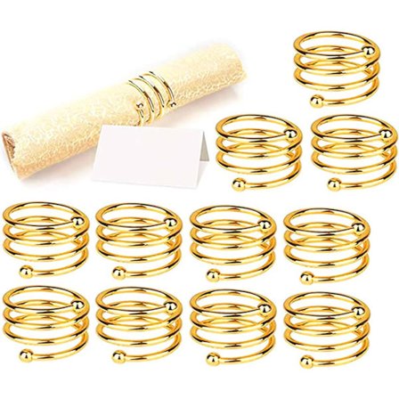 Servettringar, 12 st Servettringhållare för bordsdekoration 12 ST-SPIRAL, GULD