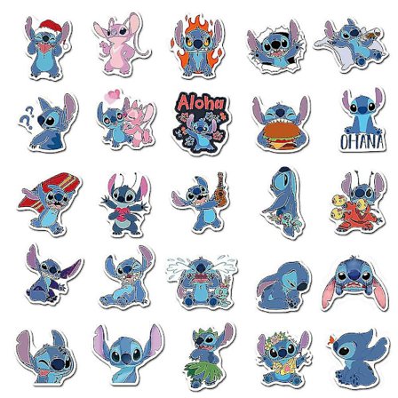 50 stk./sæt Lilo & Stitch Klistermærker Sæt Vandtæt Flaske Laptop Mærkater