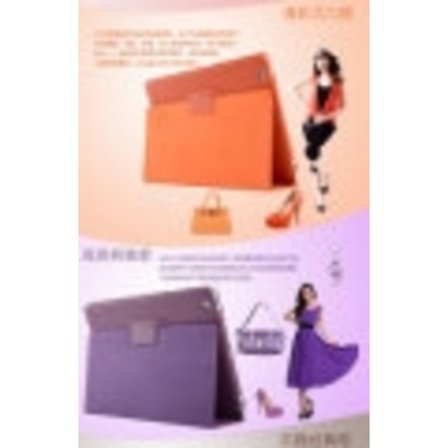 Fodral för iPad 2/3/4 Orange Bi fold Ställ Litchi Kornläder för Export