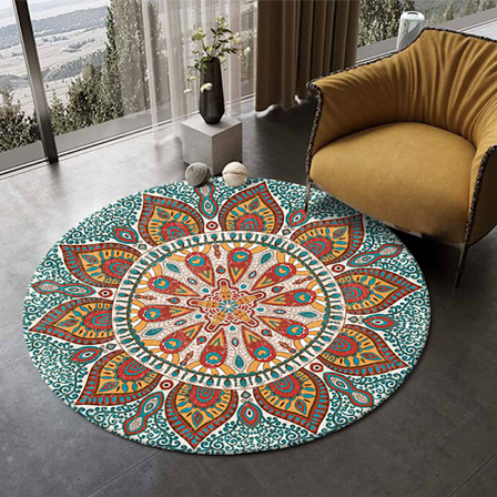 Rund Area Matta Mandala Mattor för Sovrum Badrum Tvättad Halksäker Cirkel Golvmattor Chic Bohemian Heminredning Mattor - Stil 7