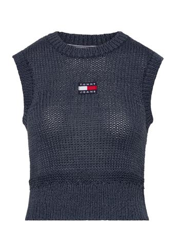 Tjw Crop Badge Vest Vests Knitted Vests Blå Tommy Jeans
