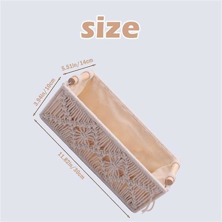 Boho Korg Dekorationslåda Handgjord Vävd Dekorativ Bänkskåpsorganisatör Makrame Korgar För Sovrum