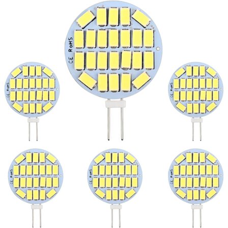 G4 LED 3W, AC12-24V, 300LM Kald Hvit 6000K, 24x5730 SMD 6 Pakning