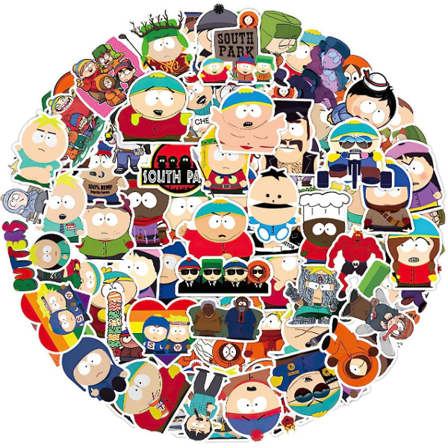 Kxj-100stk South Park klistermærker pakke trendy vinyl klistermærker klistermærke af sjove tegneseriefigurer til vandflasker, bærbare computere, 