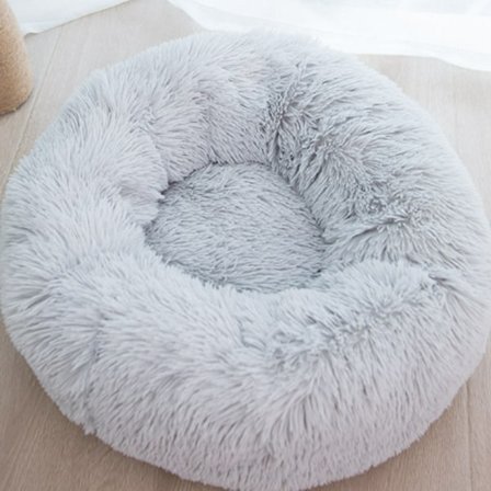 Mjuk rund husdjursbädd för katt och hund, rund husdjursbädd, vinter