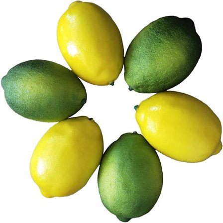6 stk. kunstige frukter for dekorasjon, falsk lime, simulerte frukter og grønnsaker, hjem- og kjøkkendekor kunstig lime