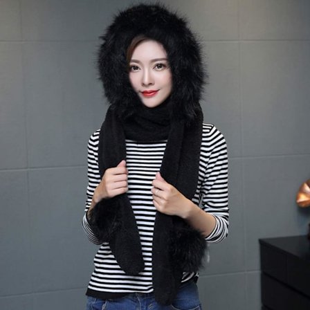 Hat Kvinde Teenager Pige 3 i 1 Hue Halstørklæde Vanter Plys Tyk Varm S