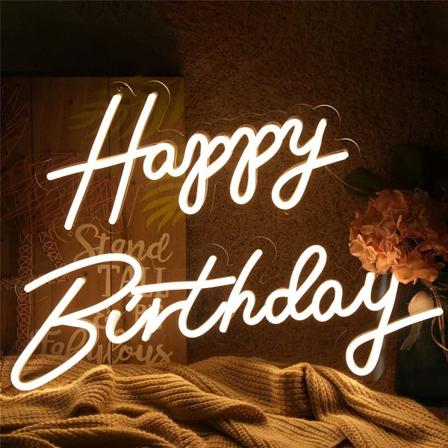 'Happy Birthday' LED Neon Night Light - Fødselsdagsfest dekoration, ZQKLA
