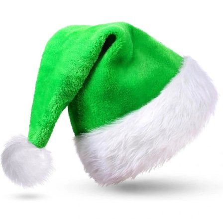Grøn fløjlsnissehue, luksuriøs julehat til voksne, nissehuer til kvinder og mænd, nissehuer, juledekoration