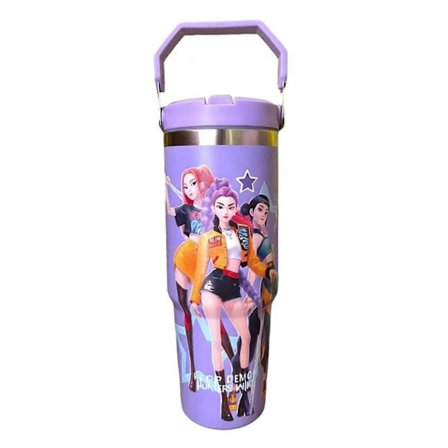 K-Pop Ghost Hunter Isolert Krus med Lokk og Sugerør - 30oz Rustfritt Stål Krus, Barnestørrelse