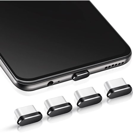 4-pack (svart) USB-C dammskydd Typ-C skydd Kompatibelt