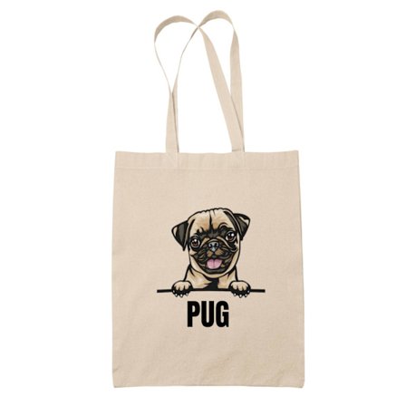 Mops Pug tygkasse hund shopping väska Tote bag
