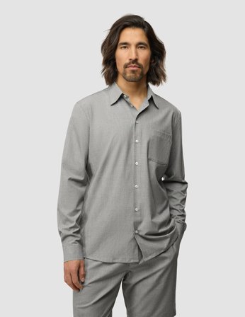 Shaping New Tomorrow - Tech Linen Casual Shirt - Charcoal - Herren - Größe L