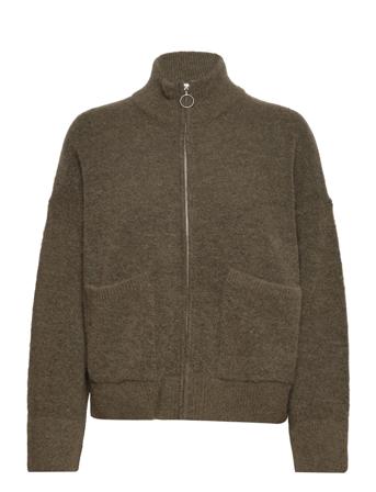 Slfsia Ls Knit Zipper Cardigan Ex Strikkegenser Cardigan Grønn Selected Femme