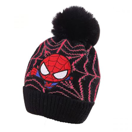#(Svart) Barn Pojkar Spider-Man Mössa Vinter Värme#
