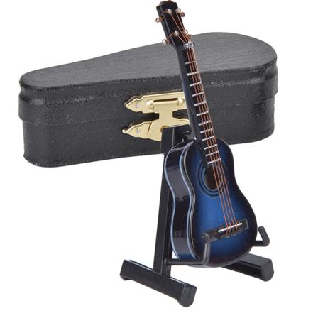 Miniatyr klassisk gitarmodell Mini tregitar Skrivebordsdekorasjoner Blå