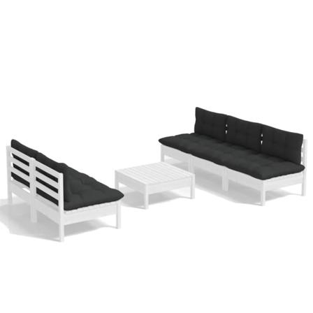 Vidaxl Loungegrupp Med Antracit Dynor 6 Delar Massiv Furu Vit