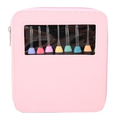 9 stk. hæklenål i plast med LED-lys, ergonomisk håndtag, manuelt DIY-strikkesæt (pink)