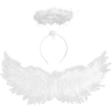 Englevinger og Halo, Hvide Englevinger Faldne Englevinger Halloween Kostume til Voksne Halloween Julefrokost Hvid