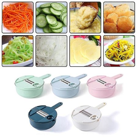 12-i-1 roterende fruktskivehøvel grønnsakskutterhakker med dreneringskurv Vege