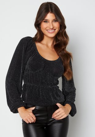 BUBBLEROOM Juni sparkling top Black / Silver Klær