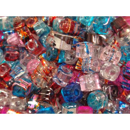 100st Glaspärlor 4mm Kvadrater - Blandade Färger flerfärgad 4 mm