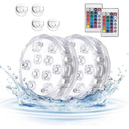 Undervannslys, 2-pakning Bassenglys, 10 LED Bassenglys Magnetisk-Perfekt